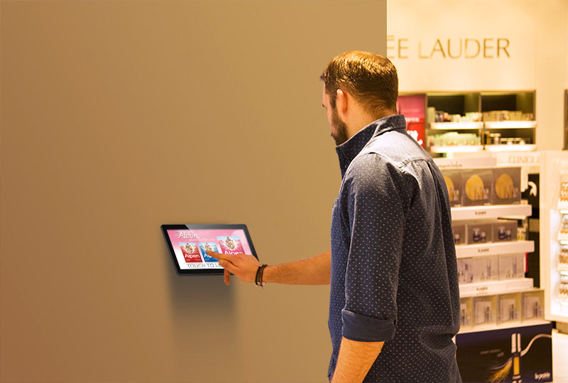 Add Vision AS110POS POS wall mount securely attached to a wall, designed for retail or hospitality point-of-sale systems.