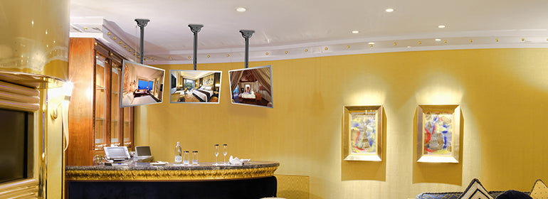 Add Vision AS94601L telescopic ceiling mount installed, showing adjustable support for projectors or screens on ceiling.
