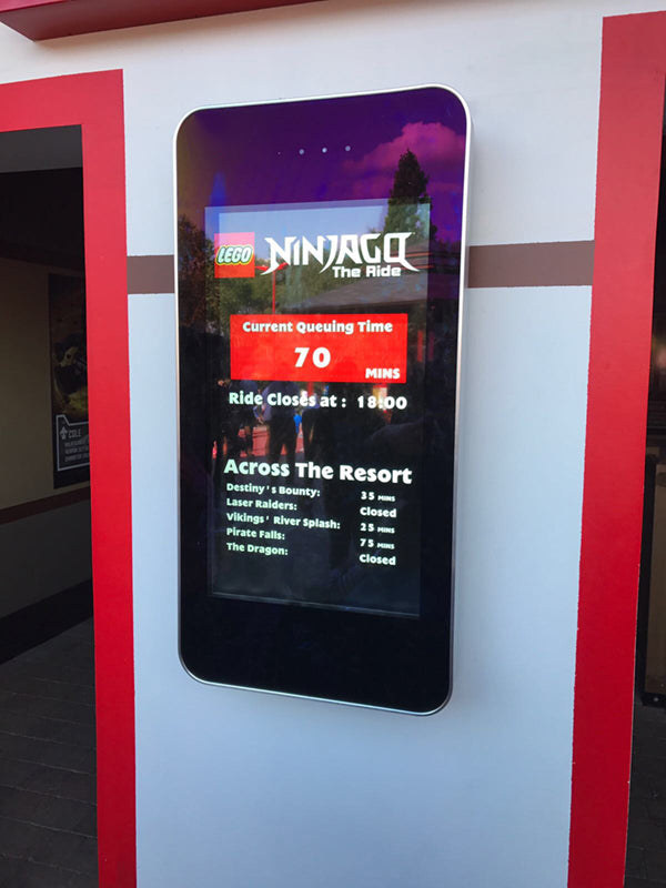 Outdoor LCD display by Add Vision showing vibrant digital signage content in an outdoor setting.
