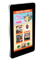 Add Vision wall-mounted PCAP outdoor touch screen with white background, showcasing sleek design and user-friendly interface.