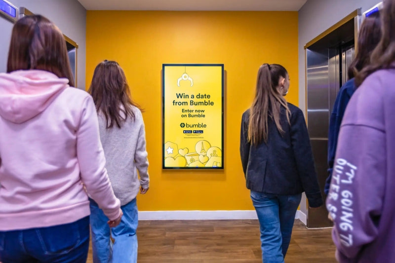 Slimline Pro advertising display by Add Vision showing a sleek, modern digital sign with vibrant graphics and customizable content.