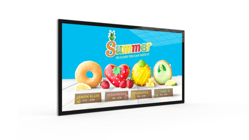 Add Vision Slimline Pro advertising display with a sleek white background, showcasing a modern digital signage solution.