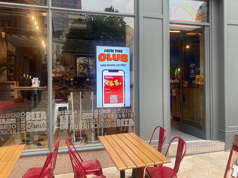 Add Vision Ultra High Brightness Window Display illuminated with vibrant LED lights for clear visibility.