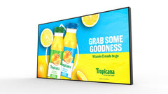 Add Vision ultra high brightness window display with white background, showcasing vibrant, illuminated signage for retail storefronts.